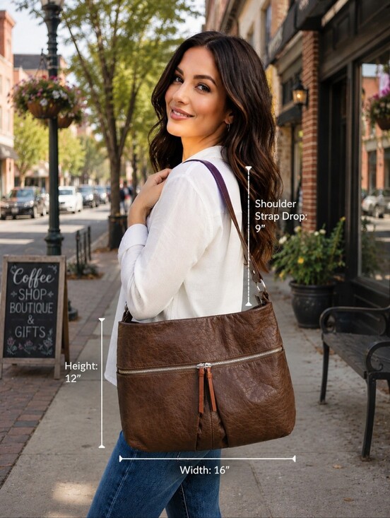 Nino BOSSI Handbags - Nino Bossi Genuine Leather Brown Shoulder Bag Multi-Pocket Organizer EUC